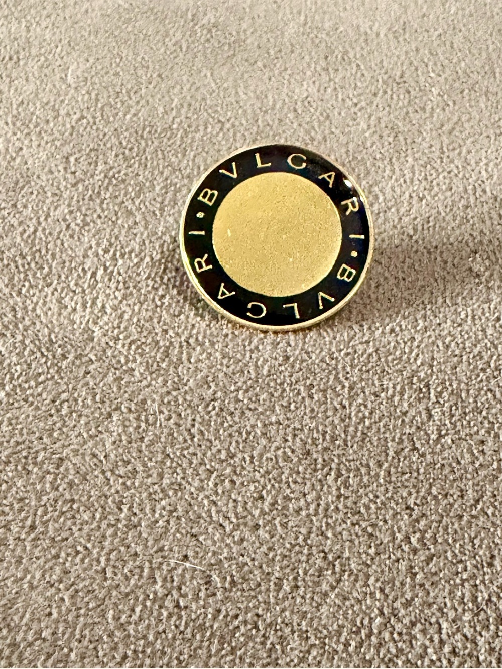 Vintage Bvlgari Parfums Black/Gold Logo Lapel Pin